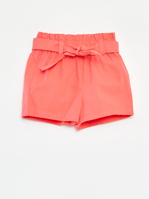 Short en popeline avec ceinture - Kiabi