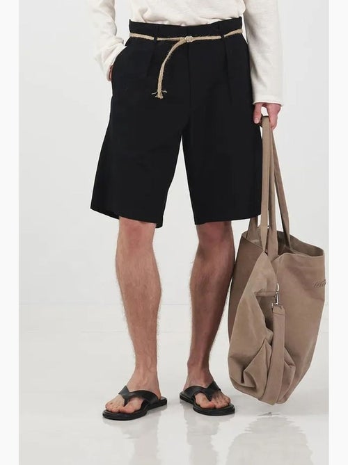 Short en popeline taille mi-haute, coupe décontractée et ceinture giesto - Kiabi