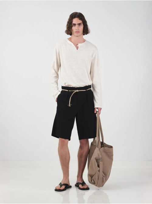 Short en popeline taille mi-haute, coupe décontractée et ceinture giesto - Kiabi