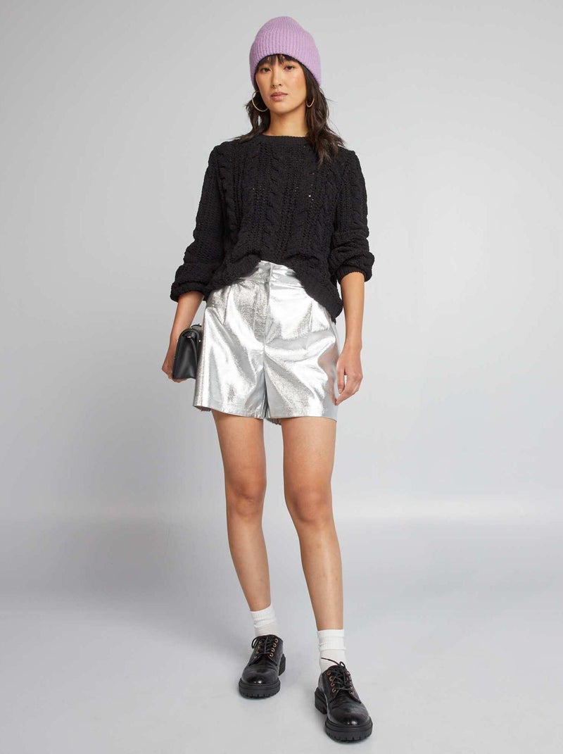 Short en simili argenté Gris - Kiabi