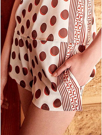 Short en tissu satiné imprimé monogramme