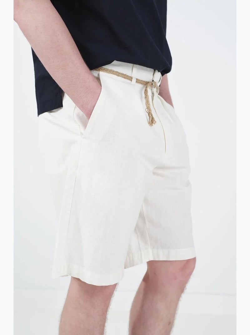 Short en tissu taille mi-haute, coupe décontractée giesto Blanc - Kiabi