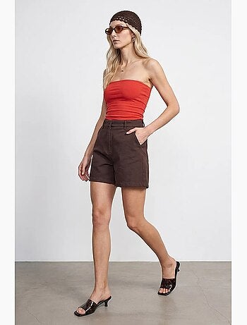 Short en tissu tissé à taille haute et jambe large dilvin
