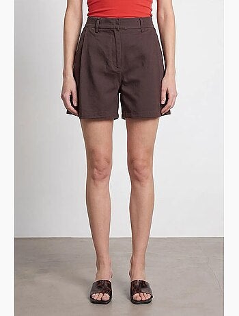 Short en tissu tissé à taille haute et jambe large dilvin