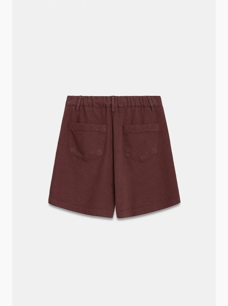 Short en tissu tissé à taille haute et jambe large dilvin Marron - Kiabi