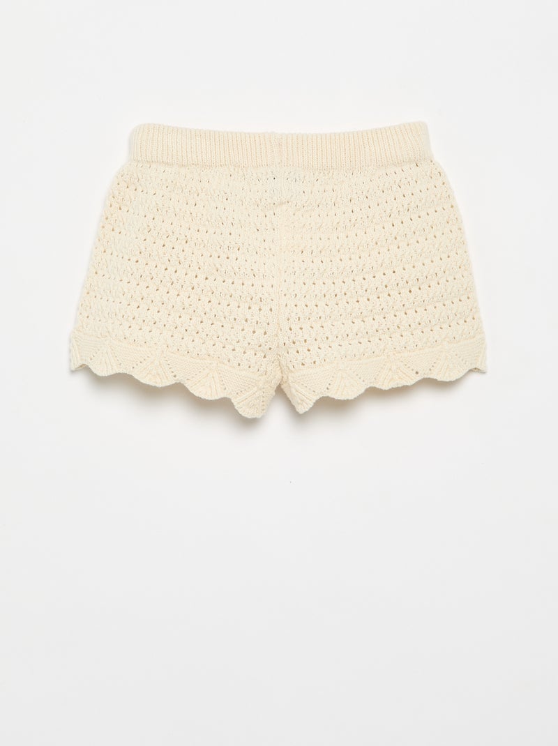 Short en tricot uni Blanc - Kiabi