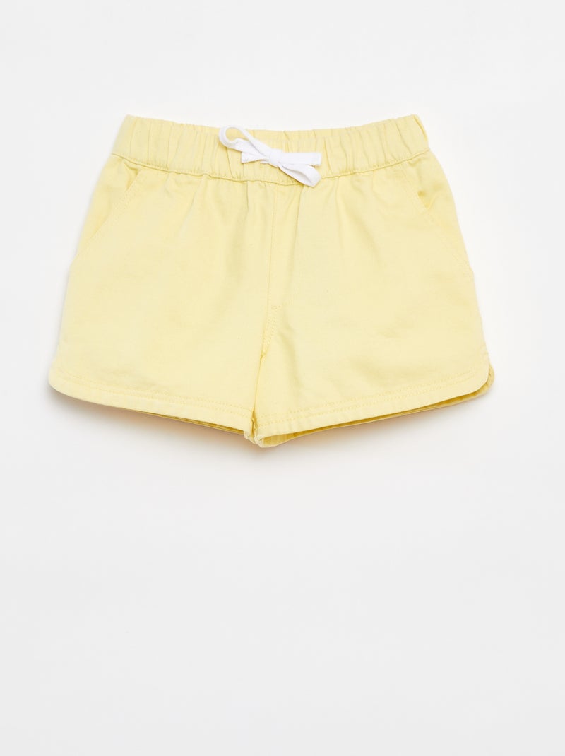 Short en twill à taille élastiquée Jaune - Kiabi