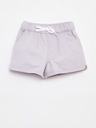 Short en twill à taille élastiquée