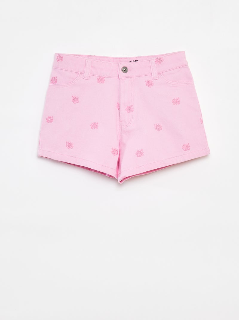 Short en twill avec taille ajustable Rose - Kiabi
