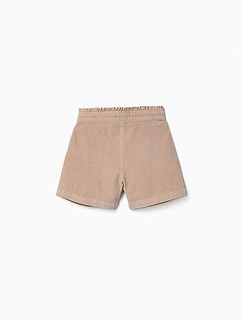 Short en velours côtelé avec taille paperbag à volants