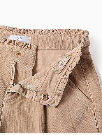 Short en velours côtelé avec taille paperbag à volants