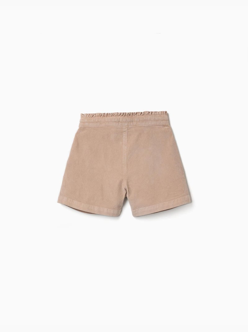 Short en velours côtelé avec taille paperbag à volants Beige clair - Kiabi