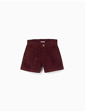 Short en velours côtelé avec taille paperbag à volants