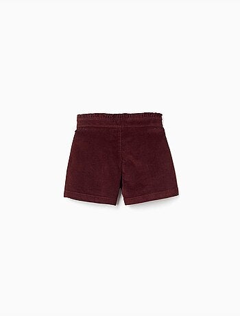 Short en velours côtelé avec taille paperbag à volants