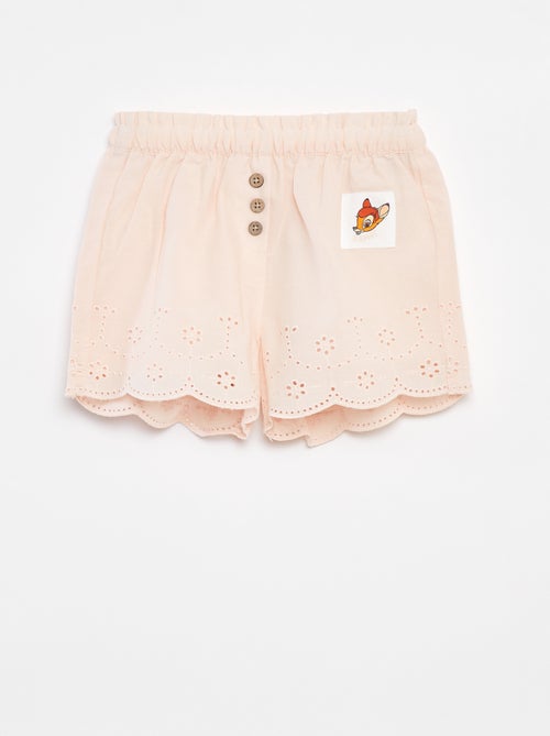 Short en voile de coton avec broderie anglaise 'Disney' - Kiabi