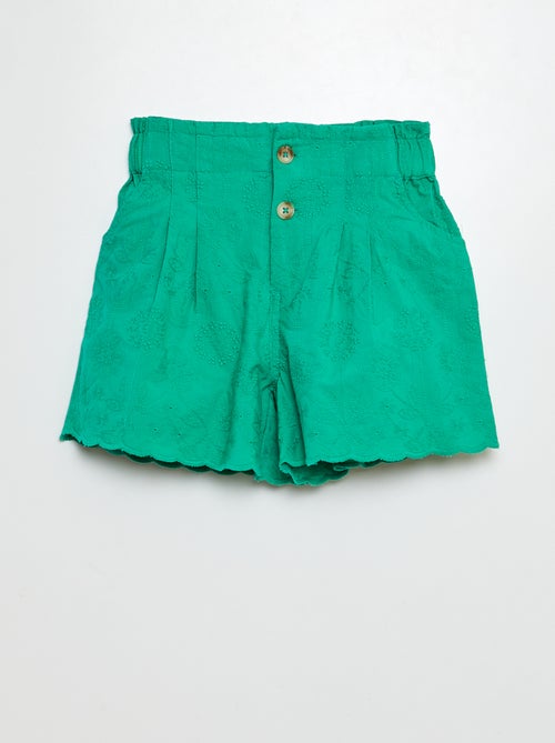 Short en voile de coton avec broderies anglaises - Kiabi