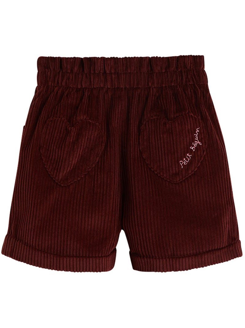 Short enfant en velours côtelé Aimée Bordeaux - Kiabi