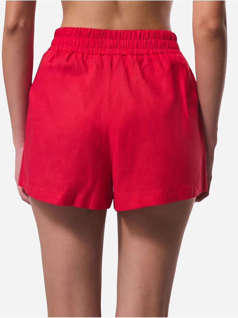 Short femme à taille élastique mi-haute penti Rouge - Kiabi