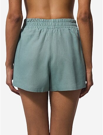 Short femme taille élastique, taille mi-haute penti