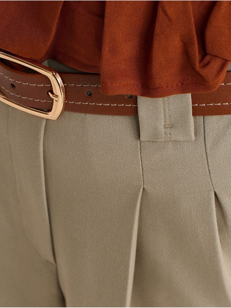 Short femme taille haute avec ceinture dilvin Beige argile - Kiabi