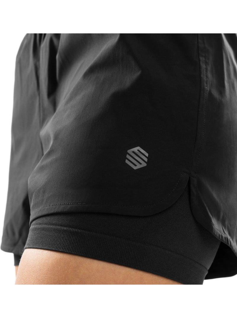 Short fitness double couche femme fitness femme purpose Noir - Kiabi