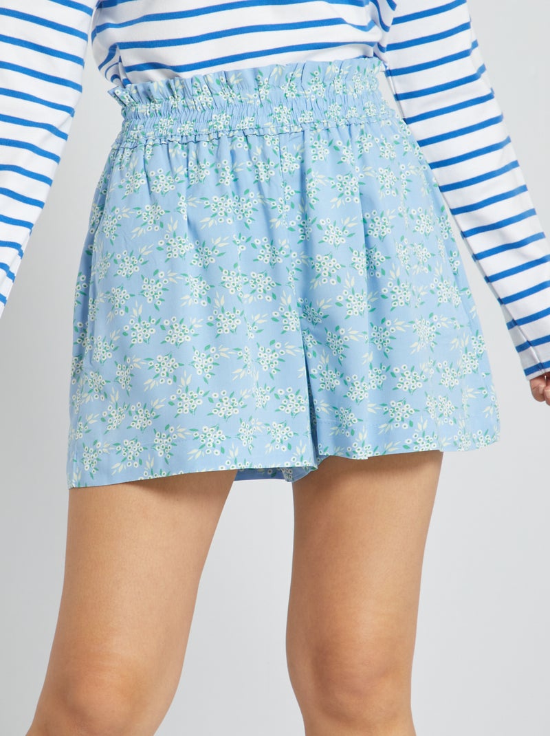 Short fleuri fluide Bleu - Kiabi