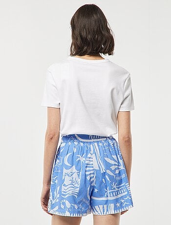Short fluide avec des motifs all over en voile de coton