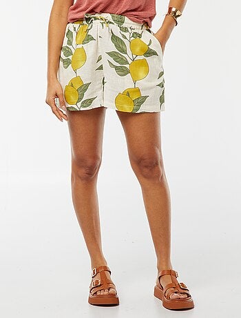 Short fluide avec imprimé citrons