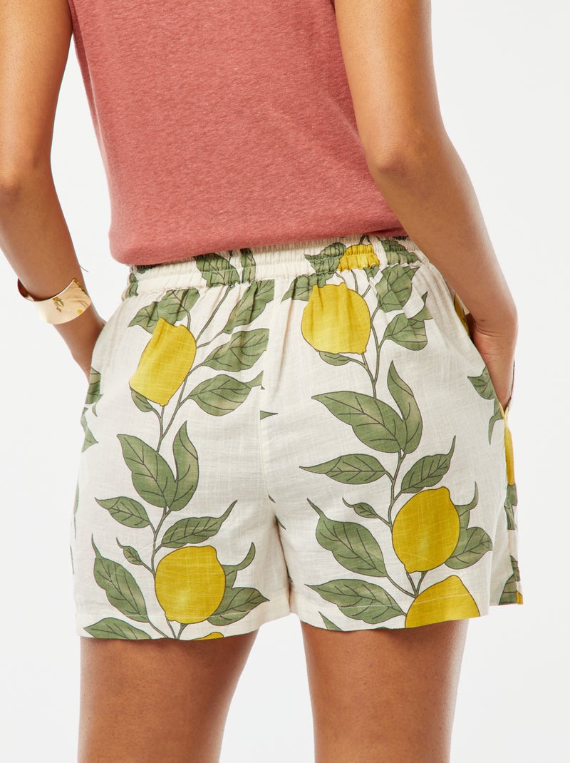Short fluide avec imprimé citrons Beige - Kiabi