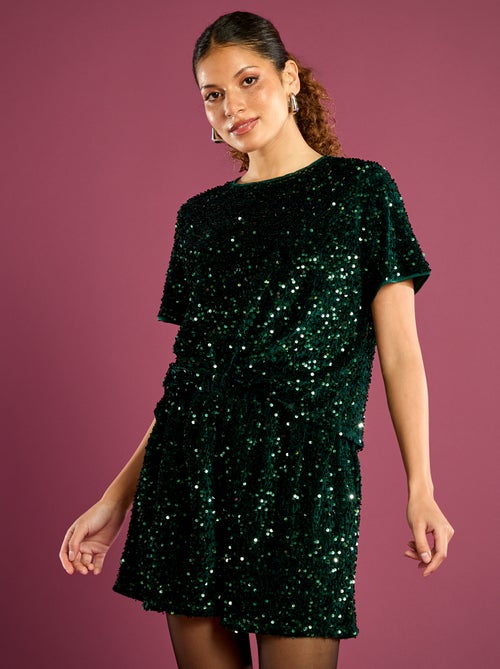 Short fluide de fêtes à sequins - Kiabi