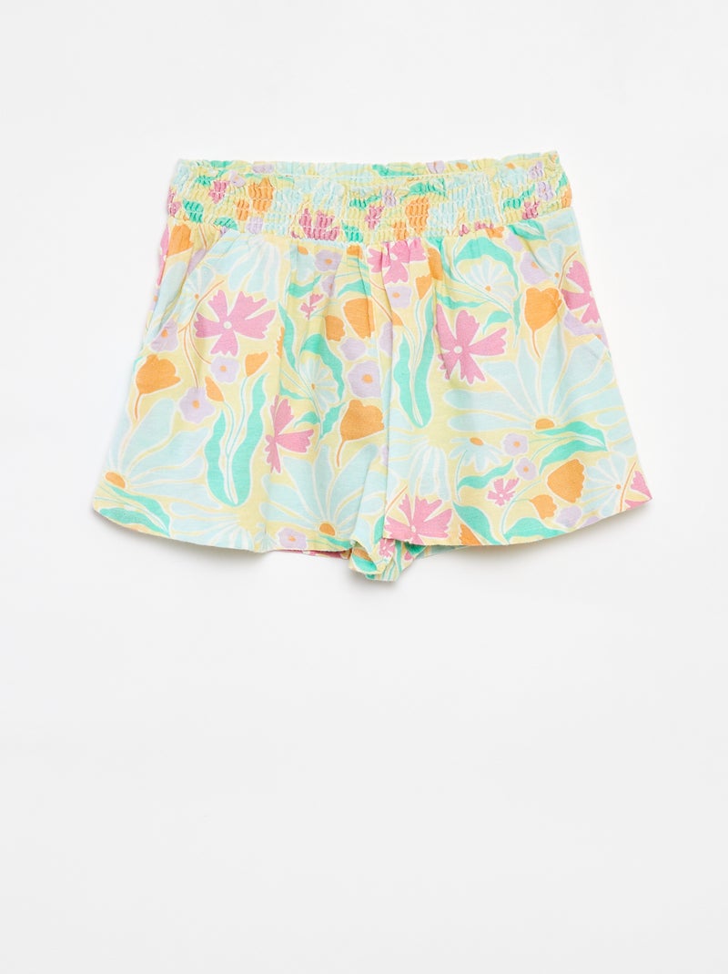 Short fluide en lin mélangé avec imprimé Vert - Kiabi