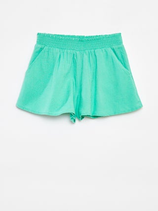 Short fluide en lin mélangé avec imprimé