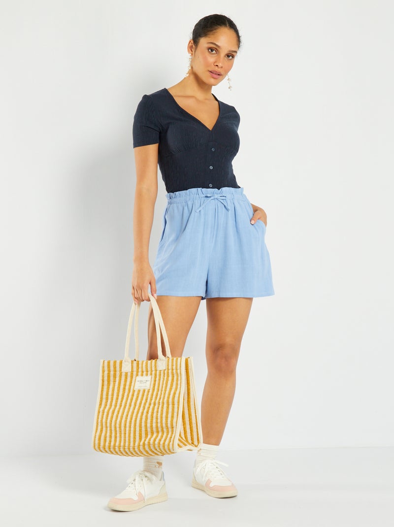 Short fluide et léger à taille haute Bleu - Kiabi