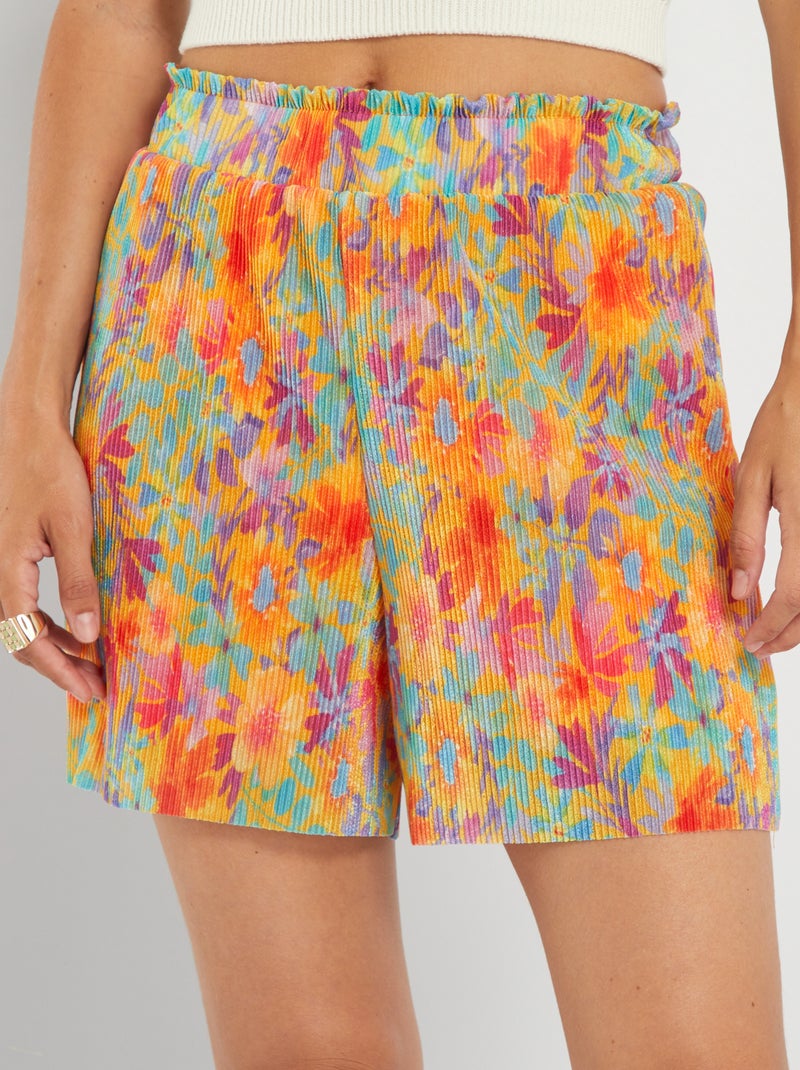 Short fluide plissé multicolore Orange - Kiabi