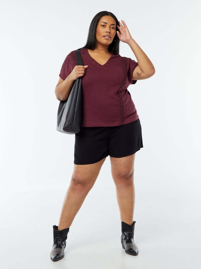Short fluide uni avec 2 poches Noir - Kiabi