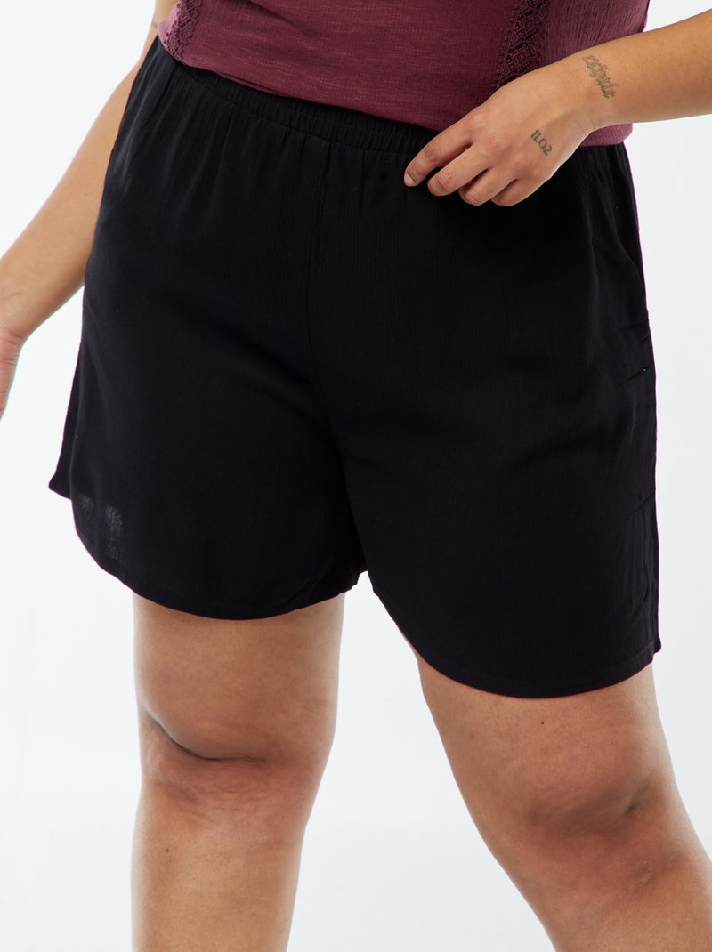 Short fluide uni avec 2 poches Noir - Kiabi