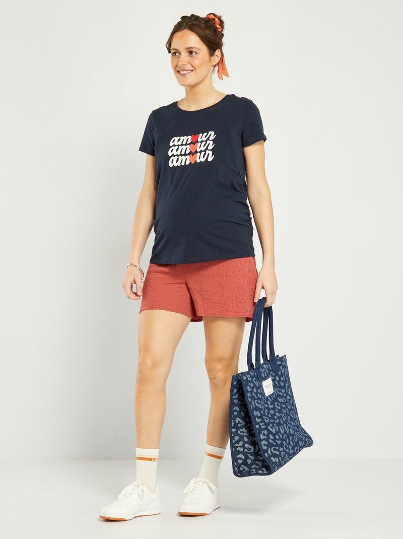 Short grossesse en gaze de coton Rouge terracotta - Kiabi