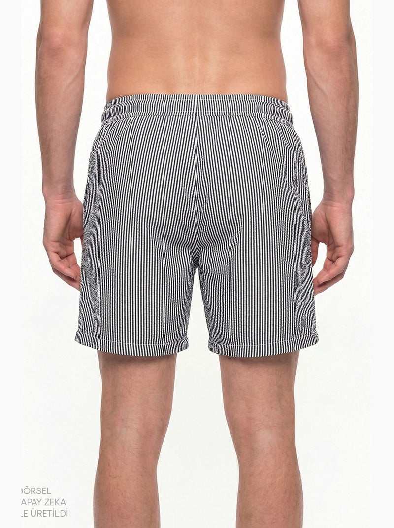 Short homme à rayures tissue penti Noir Blanc - Kiabi