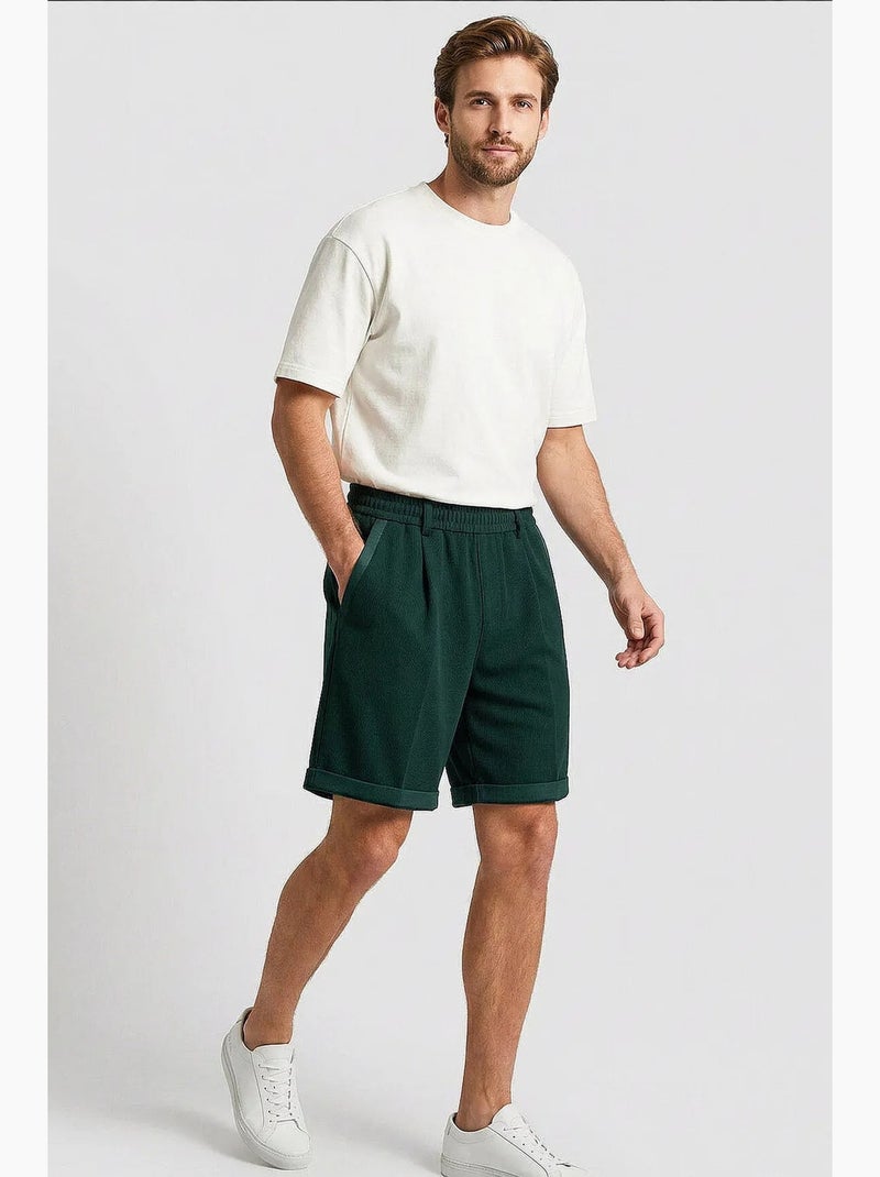 Short homme à taille mi-haute et jambes larges tommy Vert foncé - Kiabi