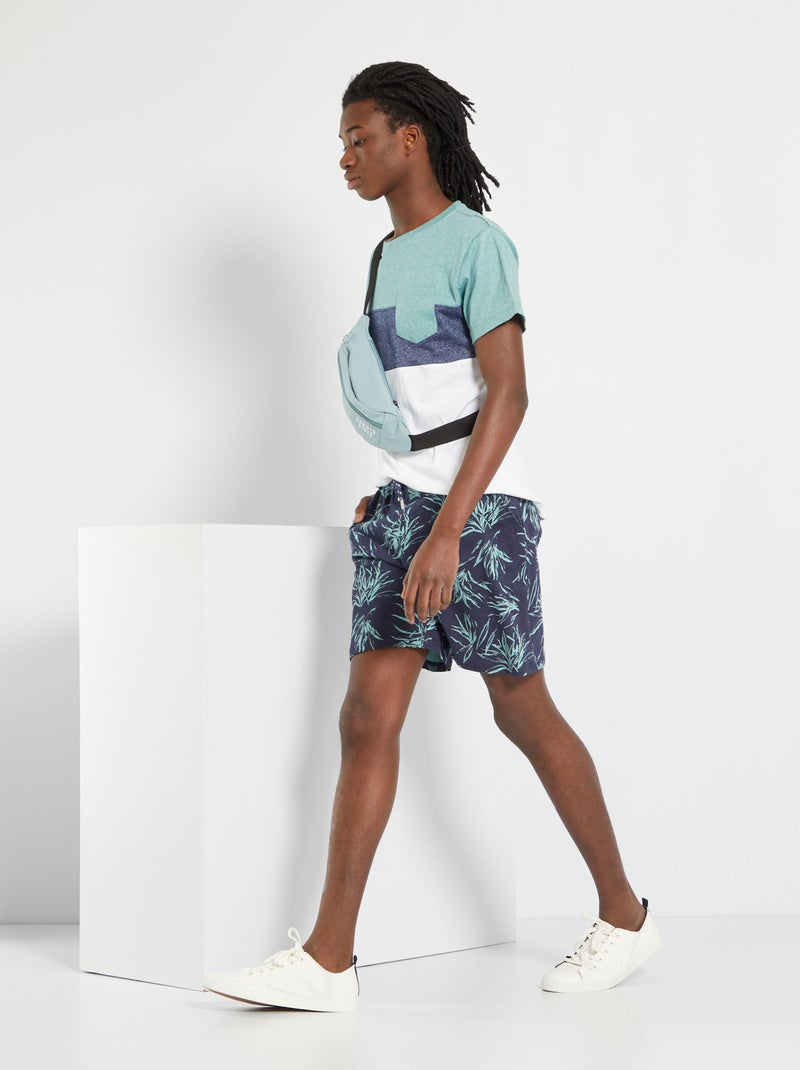 Short imprimé feuillage bleu marine - Kiabi