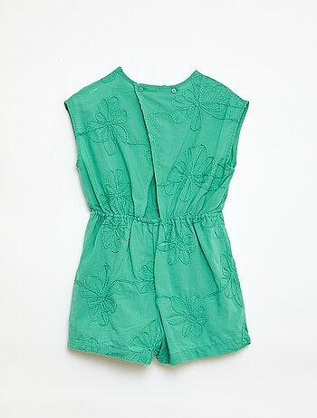 Short jumpsuit met grote geborduurde bloemen