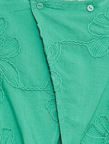 Short jumpsuit met grote geborduurde bloemen