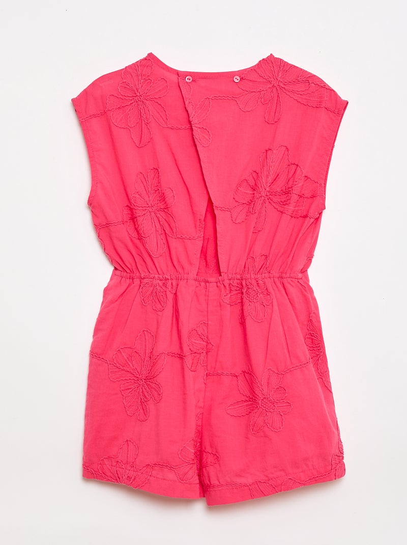 Short jumpsuit met grote geborduurde bloemen Rose - Kiabi