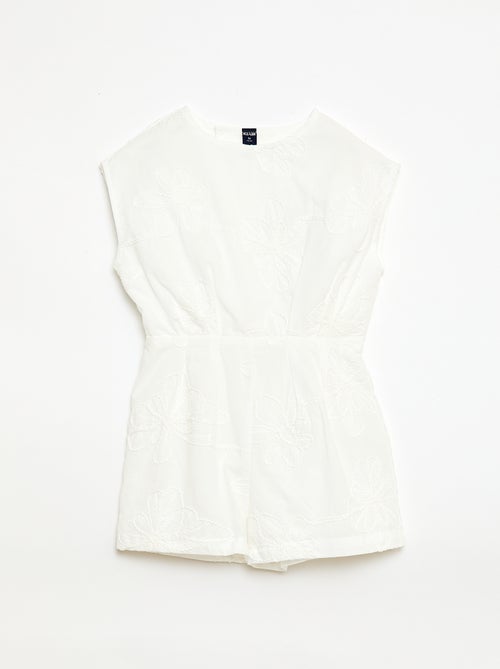 Short jumpsuit met grote geborduurde bloemen - Kiabi