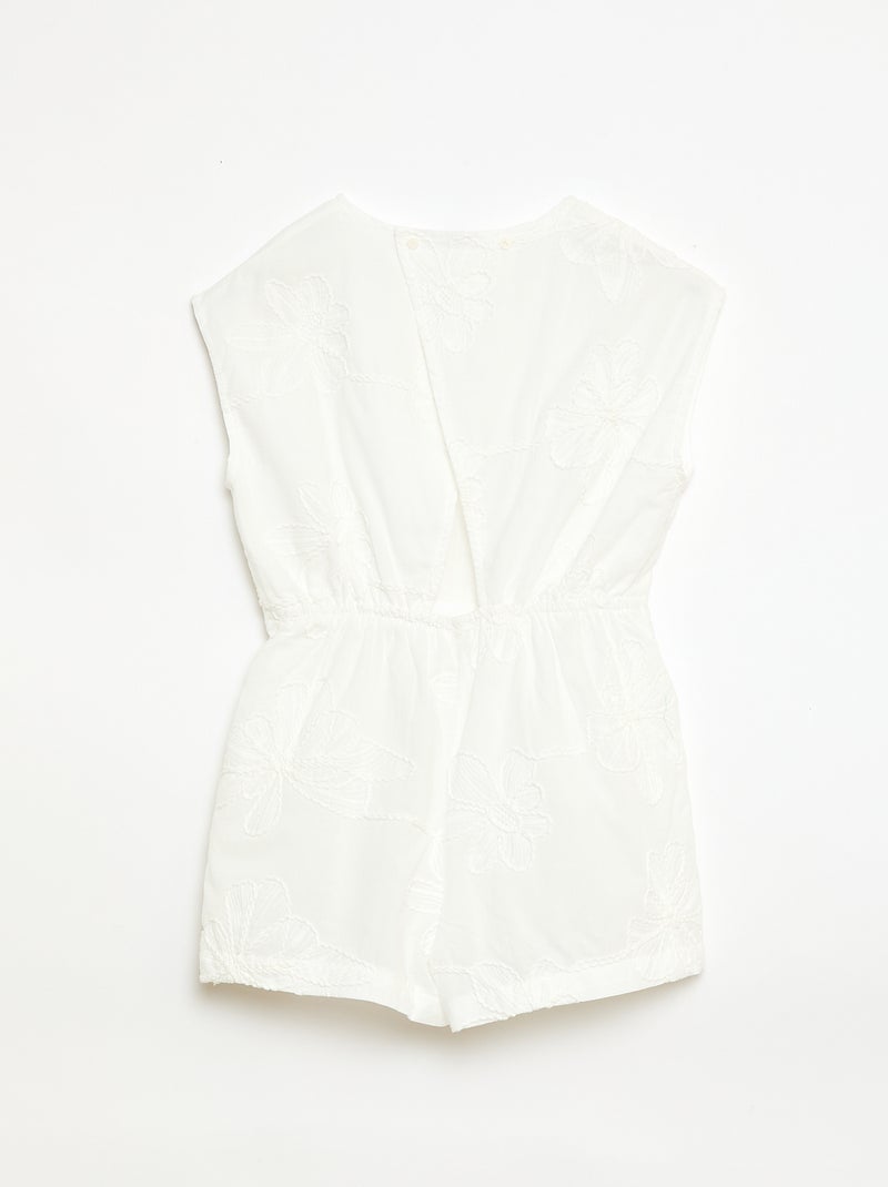 Short jumpsuit met grote geborduurde bloemen Wit - Kiabi