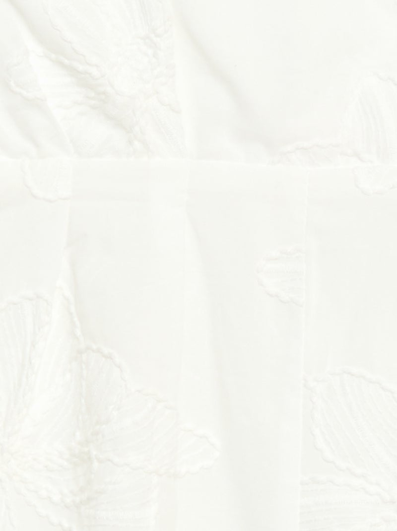 Short jumpsuit met grote geborduurde bloemen Wit - Kiabi