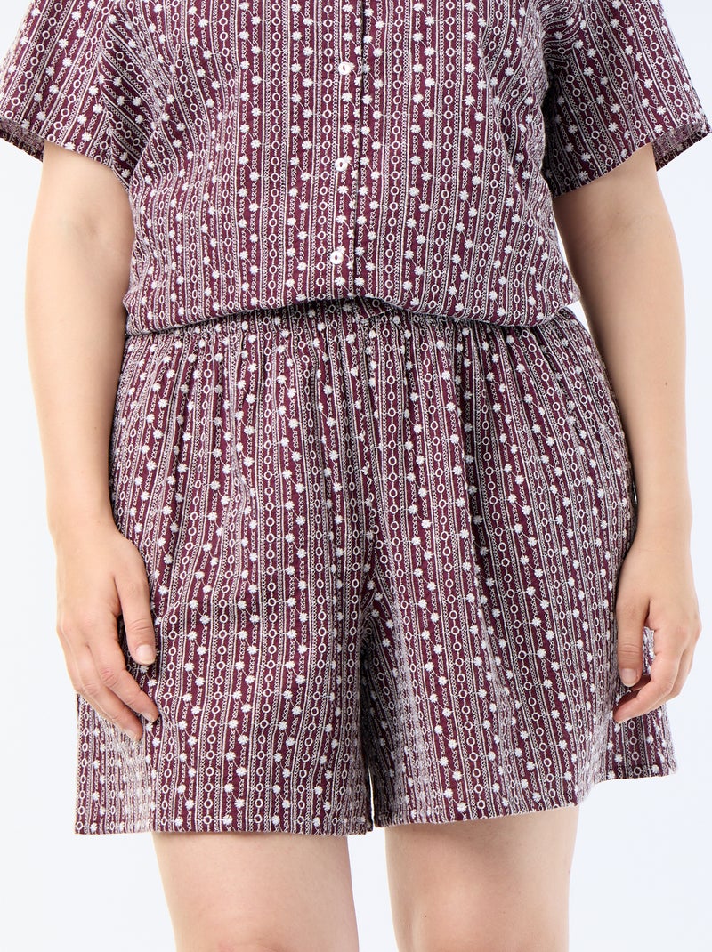 Short large avec imprimés brodés Rose - Kiabi