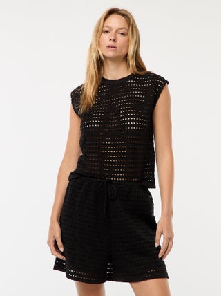 Short large en maille crochet