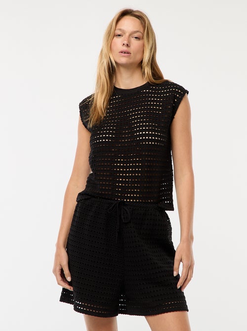 Short large en maille crochet - Kiabi