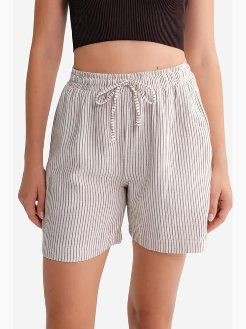 Short large taille haute en seersucker rayé mixray - Kiabi Short large taille haute en seersucker rayé mixray - Kiabi